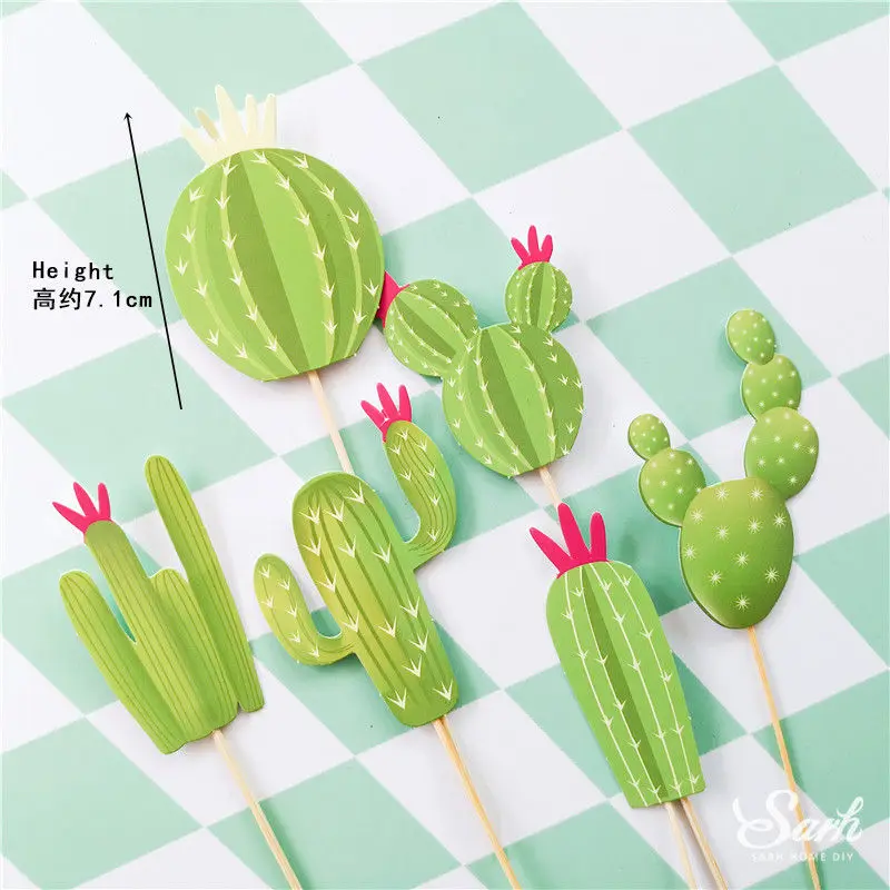 Cactus Ins панда Лев украшение лягушка для дня детей топперы на торт для вечеринки свадебные декорации С Днем Рождения выпечки сладкие подарки - Цвет: Cactus