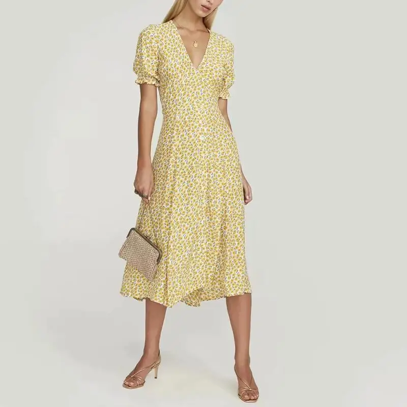 Винтаж boho kawaii цветочный длинное платье элегантные женские с пышными рукавами Сексуальная v шеи вечерние платье пикантные летние платье корейский vestidos