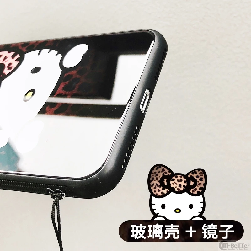 Милый кошачий зеркальный чехол для макияжа iPhone XS MAX леопардовый 6 6s 7/8 plus + Защитная