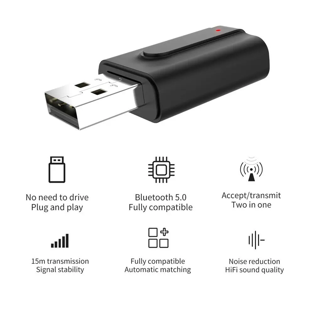 2 в 1 Bluetooth адаптер USB 5 0 передатчик приемник ТВ компьютер беспроводной аудио 3 мм