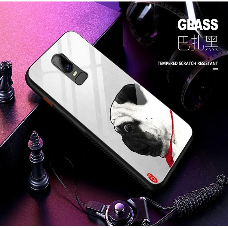 Жесткий чехол из закаленного стекла для Oneplus 6, чехлы с мультяшным влюбленным, чехол One plus 6, чехол Oneplus6 1+ 6, Защитные Чехлы A6000 Fundas