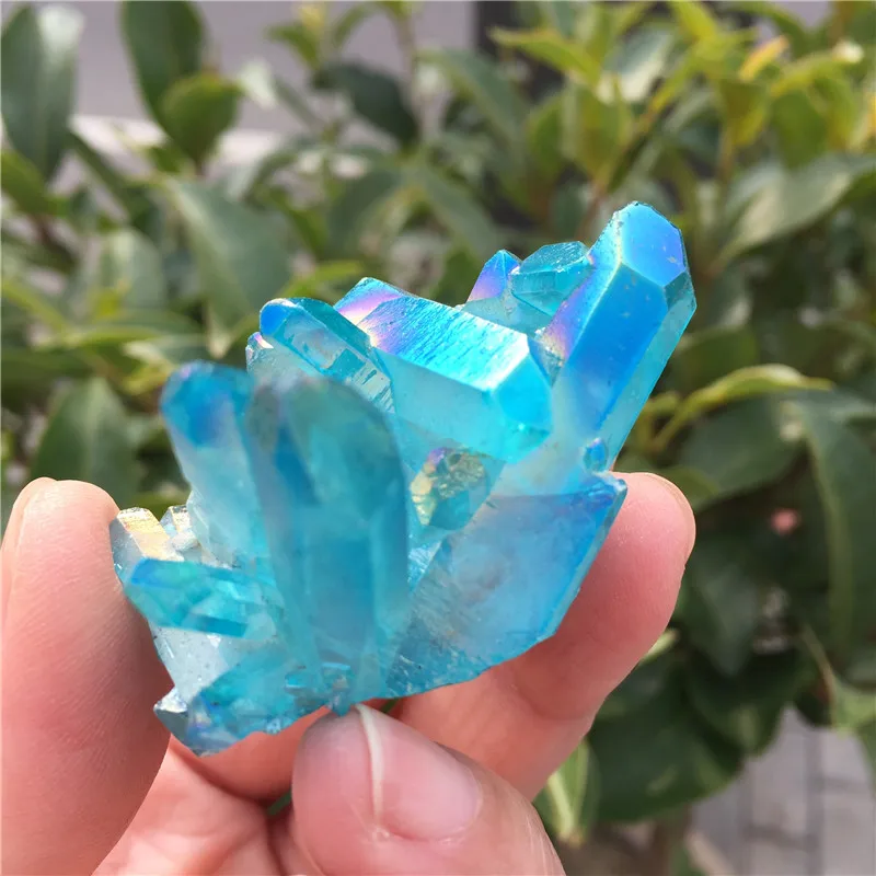 1 шт. аура Кристалл кластер небесно голубой Ангел Аура титановый Кварцевый