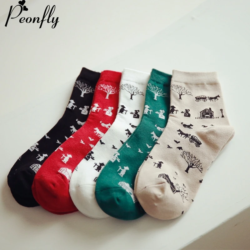 Личности мультфильм рисунок принт женские носки для девушек милые Термальность