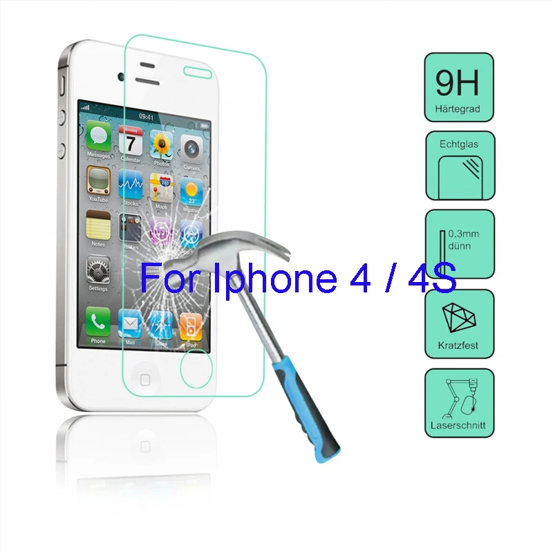 5 шт./лот для Iphone4 Iphone4S Iphone 4 / 4S A1332 A1431 A1387 защитная пленка из закаленного стекла