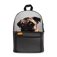 canvas backpack black daypack laptop bag cute dog design for boys girls school bag