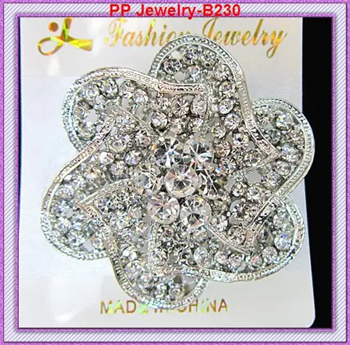 

Vintage Silver Tone Rhodium Color Alloy Stunning Austria Crystals Round Rose Flower Brooch For Wedding Pins