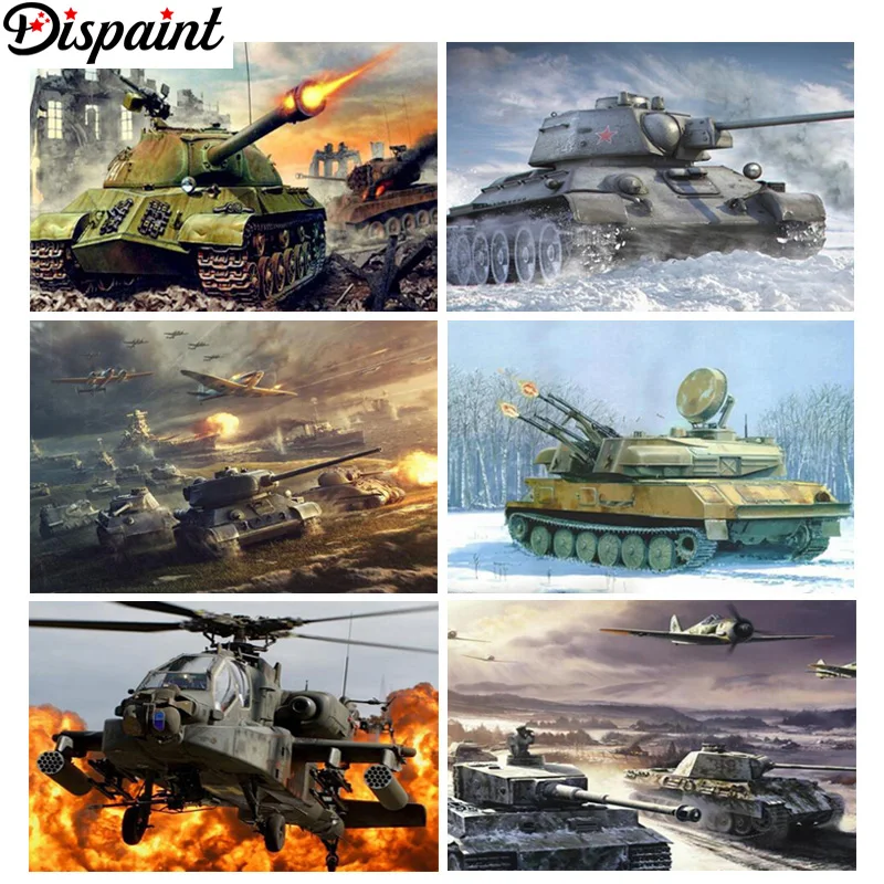 

Стразы для алмазной вышивки Dispaint, алмазная живопись 5D «Tank plane scenery», полная Алмазная вышивка, продажа, картина для подарка на фестиваль