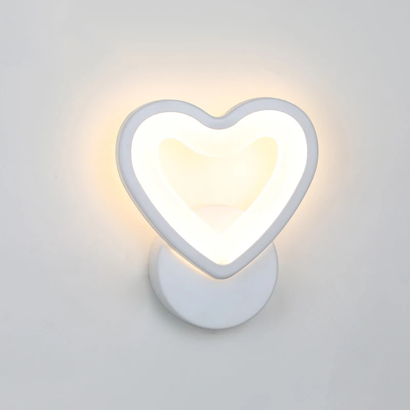 heart 12 Вт светодиодный настенный светильник из акрила для детской комнаты, гостиной, прикроватной кровати, спальни, настенные светильники, искусство, креативный коридор, бра, Декор, AC85-265V - Цвет абажура: heart