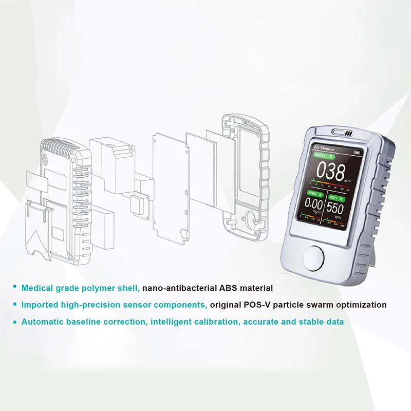 PM1.0 PM2.5 PM10 TVOC детектор CO2 Монитор качества воздуха калибровочный портативный