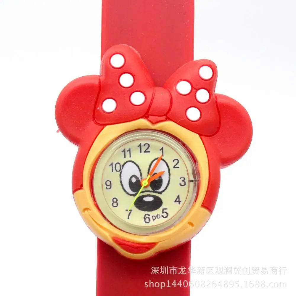 Mickey Red Детские часы 3d мультфильм игрушки прекрасный подарок аниме потрепанные наручные часы Аниме потрепанные часы силиконовый ремешок Детские Кварцевые часы - Цвет: Mickey Red