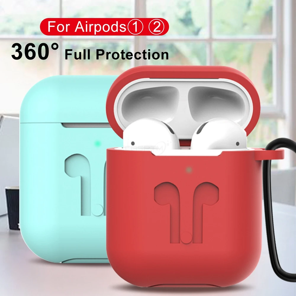 Новинка силиконовый чехол для наушников Bluetooth Apple Airpods Чехол черный розовый синий