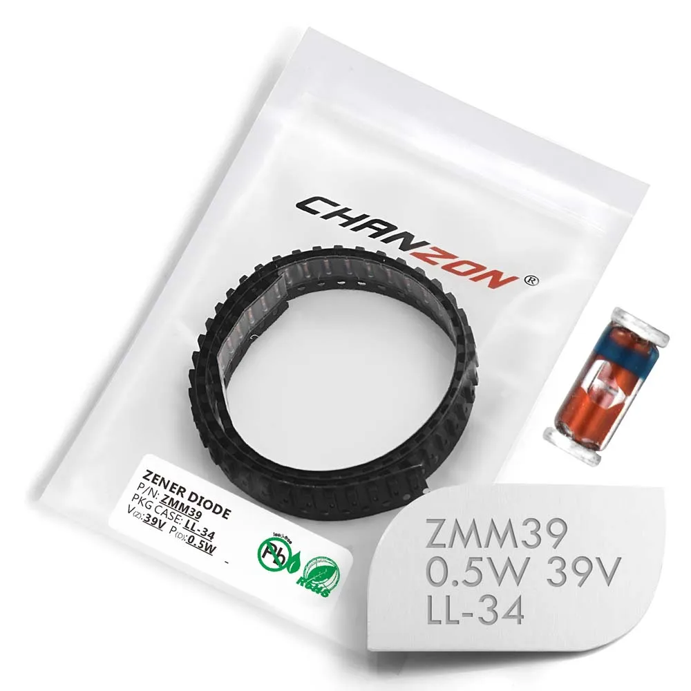 (100 шт.) SMD Диод Зенера 0 5 Вт 39 в ZMM39 ZMM39V LL-34 (SOD-80 MiniMELF / 1206) вольт ZMM | Электронные