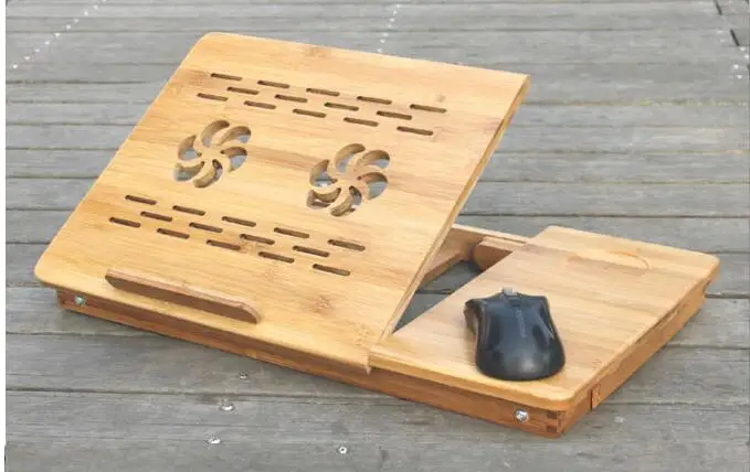 FULCLOUD 55*35*30cm bamboo Lazy Home computer desk move Desktop computer desk folding desk on a bed Light  Heat sink table