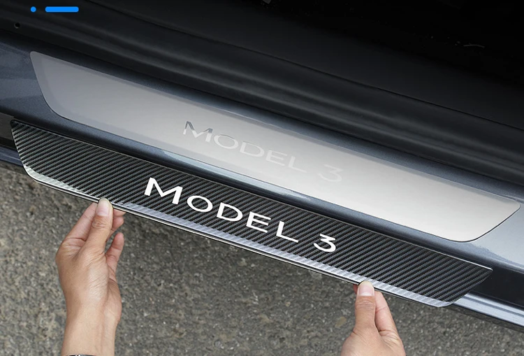 Защитная Накладка на порог из нержавеющей стали для Tesla Model 3 2017 2018 2019|Лепнина