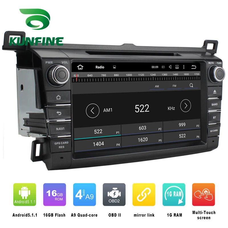4 ядра 1024*600 Android 5.1 автомобильный DVD GPS навигации игрока стерео для Toyota RAV4 2013-2016