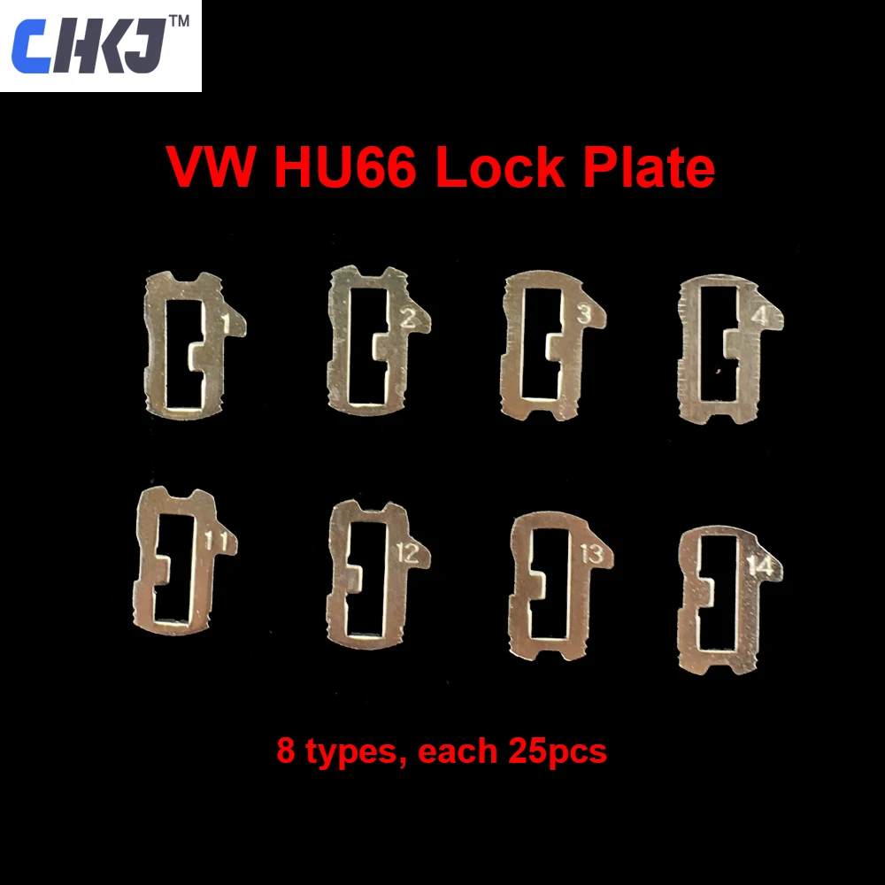 Пластина CHKJ для замка автомобиля HU66, 200 шт./лот, пластина для AUDI VW Volkswagen, № 1.2.3.4,11.12.13.14 каждый 25 шт. для ремонтных наборов замка VW