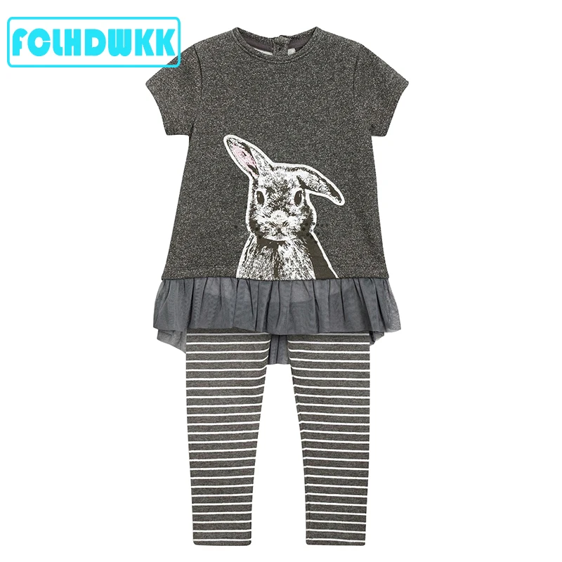 

Summer Girls Fashion Clothing Sets Brand Girls Clothes Kids Clothing Sets Girl Tops Gray T-Shirt + Pant 2Pcs Suits 2-7 year old