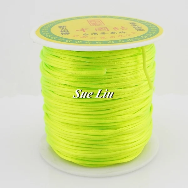 Neon Green F231 1 мм 48-Цвет Rattail атласный шнур китайский узел Бисер шнур для маленьких Силиконовый грызунок Цепочки и ожерелья: нейлон 80yd катушки NCN7S - Цвет: Neon Green F231