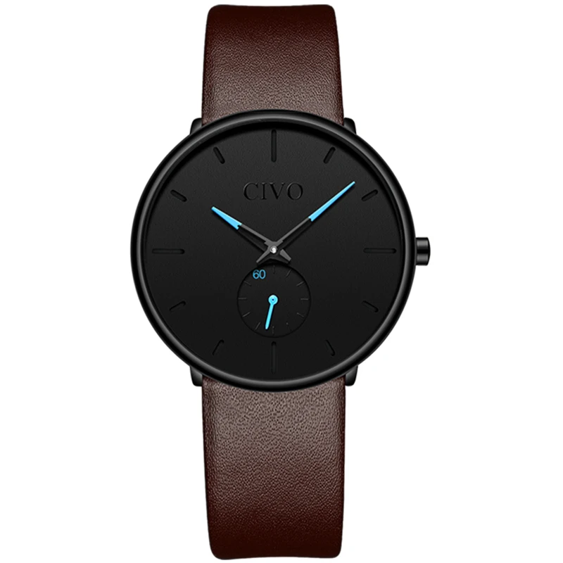 leather brown CIVO модные роскошные женские часы женские ультра тонкие водонепроницаемые стальные сетчатые ремешок брендовые кварцевые наручные часы женские часы Reloj Mujer - Цвет: leather brown
