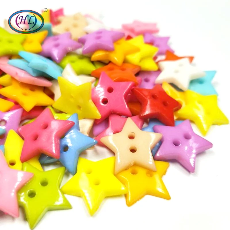 HL 19 мм 50/100 шт смешанные цвета звезда Flatback пластиковые кнопки DIY Скрапбукинг