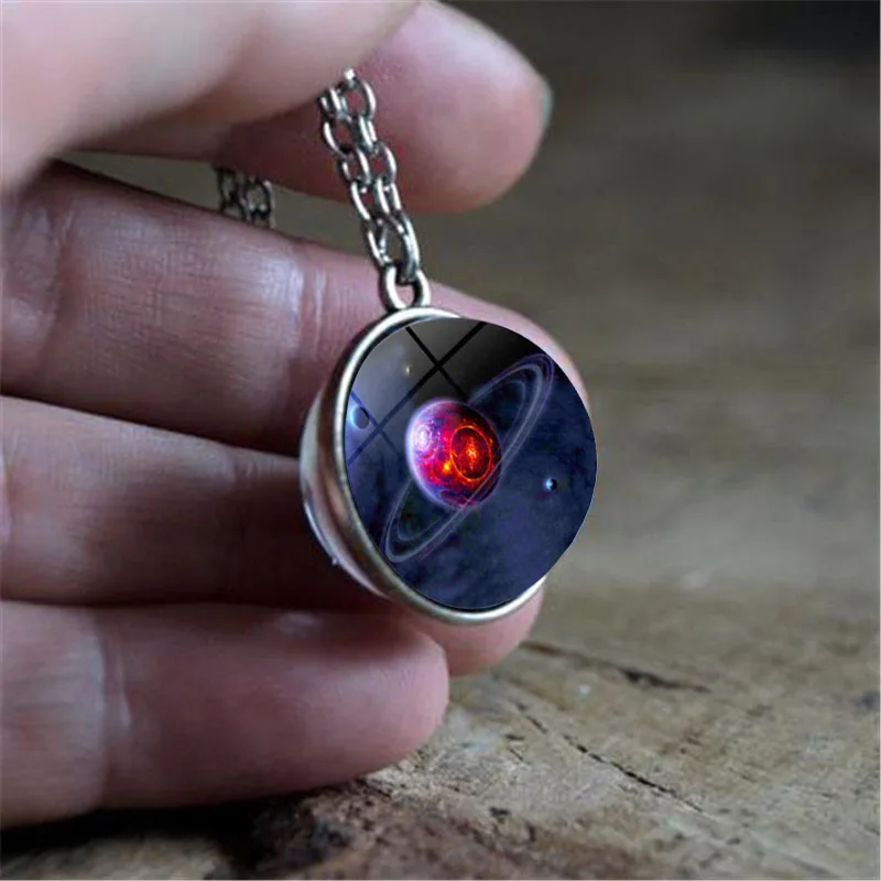 Женское двустороннее ожерелье с подвеской Galaxy Planet изображением космоса