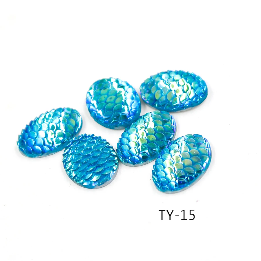 Fnixtar Resin Cabochons Oval Fish Scales Flat Back Cabochon Supplies for Jewelry Finding Fit 18x13mm Setting Base 20Piece/lot | Украшения и