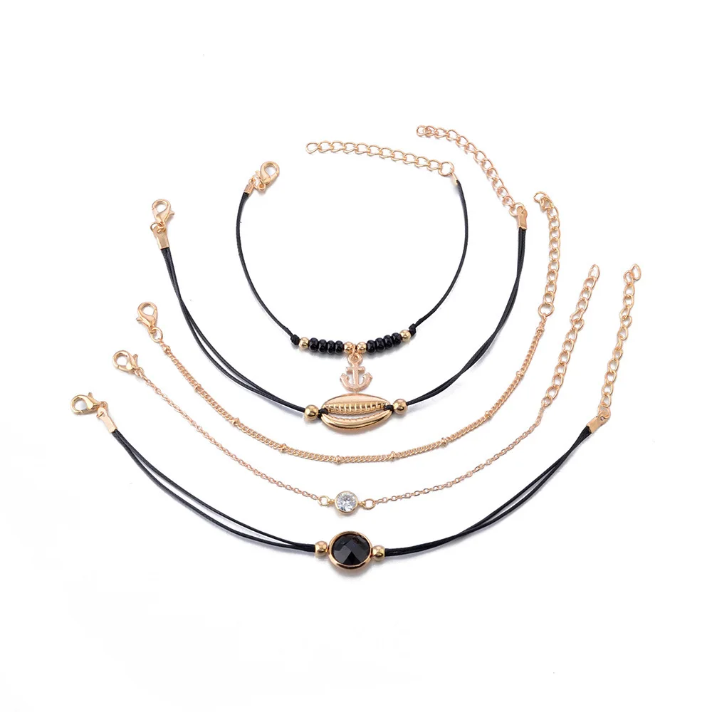 Новинка модные ювелирные изделия плетение Черная веревка цепочка бусы ракушка