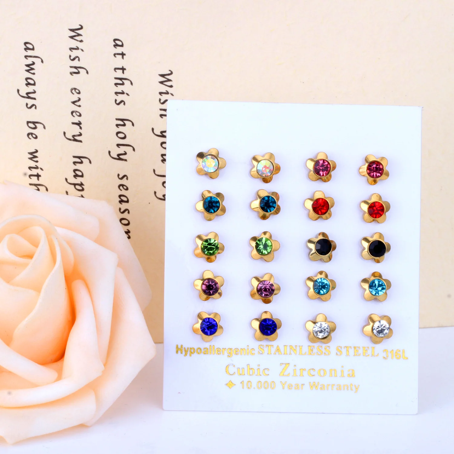 Роскошные брендовые новые серьги гвоздики с прозрачными цветами 10 пар смешанные