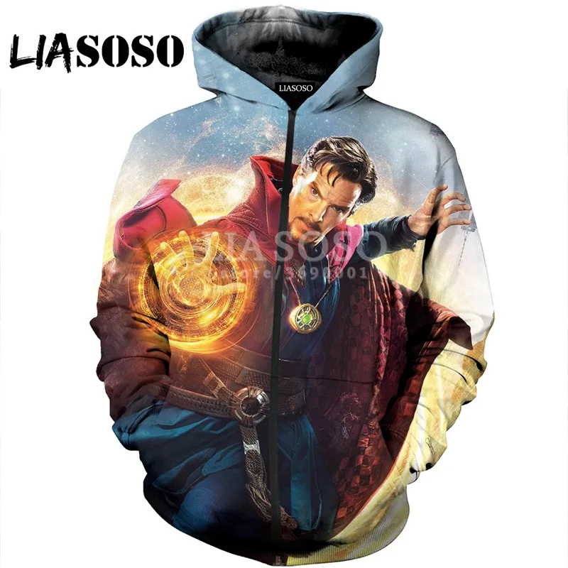 LIASOSO 3D принт для женщин и мужчин супер герой доктор странные толстовки с