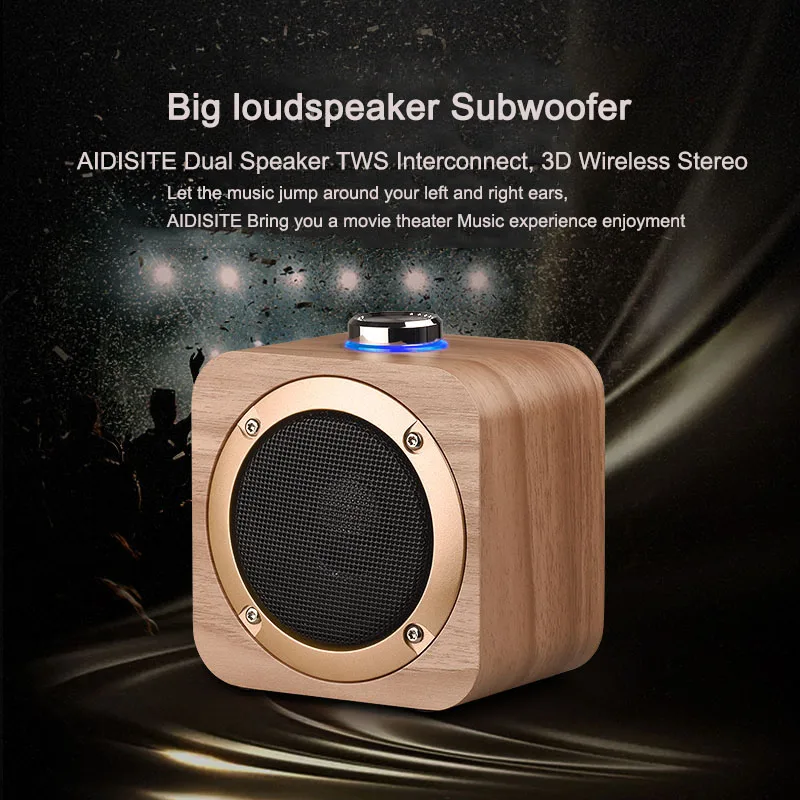 AIDISITE вращающаяся Настройка Bluetooth динамик деревянный беспроводной портативный