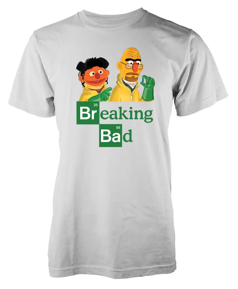 Мужская хлопковая футболка с круглым вырезом и коротким рукавом Sesame Breaking Street Bad
