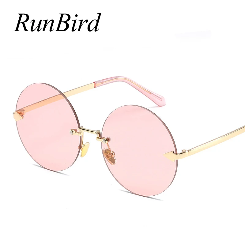 RunBird Ретро стиль Круглый без оправы солнцезащитные очки для женщин супер