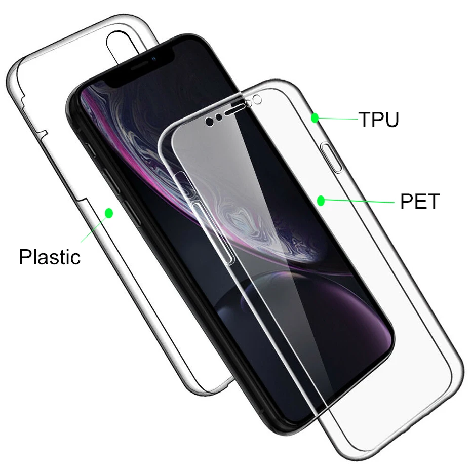 Luxury 360 Shockproof Silicone Full Cover For iPhone 7 X XR Transparent TPU PC Case 6 6s 8 Plus XS Max Phone |