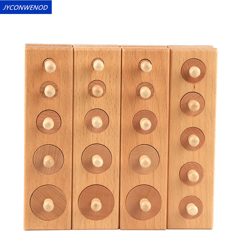 

4PC/1set Montessori Cylinder Socket Blocks Toy For Children Baby Development Practice and Senses Educational Wooden toys