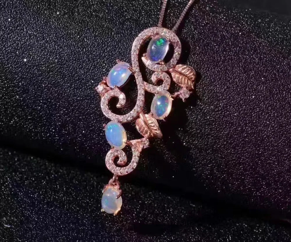 Подвеска из серебра 925 пробы с натуральным разноцветным опалом|jewelry necklace pendants|jewelry