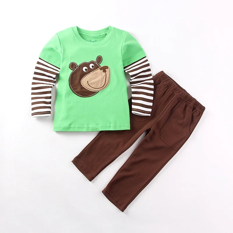 Kids Boy Girl Long Sleeve Suits Top+Pants 2pcs Casual Tracksuit Boys Cartoon Pattern Outfits Cotton Clothes Sets 2017 Autumn |