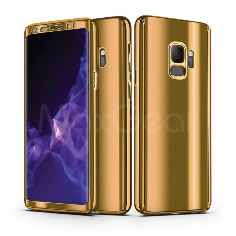 Golden Роскошный 360 градусов Покрытие Полный чехол для телефона для samsung Galaxy S9 S8 Plus противоударный чехол для samsung S7 Edge S9 чехол - Цвет: Golden