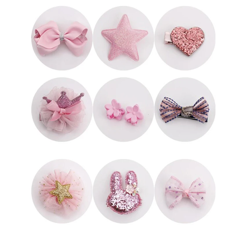 

2019 10Pcs Cute Crown Bowknot Kind Hairpin Set Flower Star Girls HairClip Hair Accessories Headwear Headband Hairgrip New