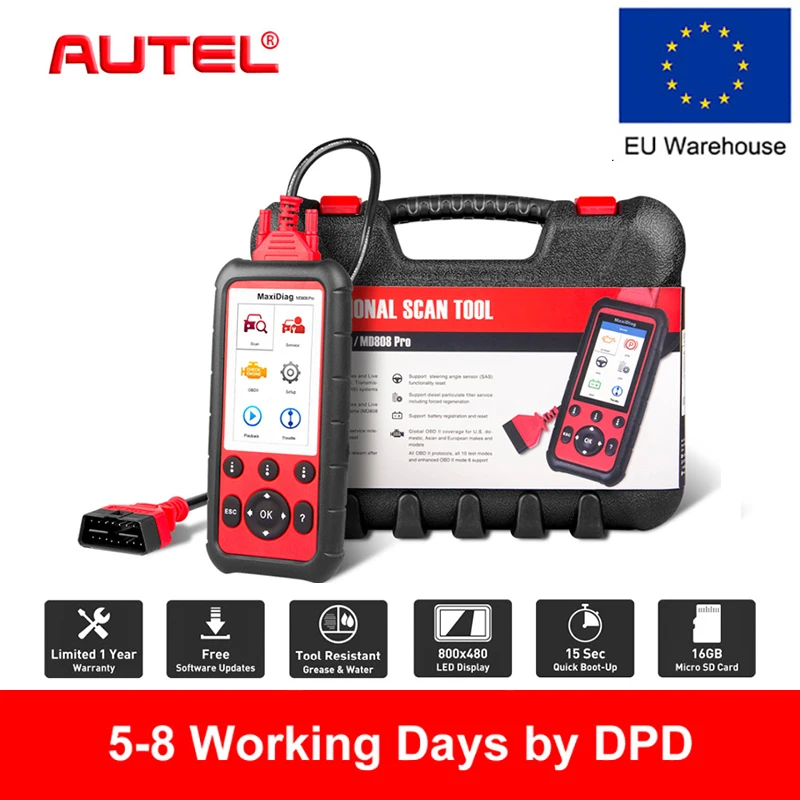 Диагностический сканер Autel MD808 PRO OBD2 для двигателя трансмиссии SRS и