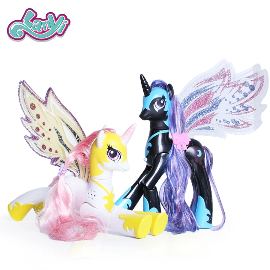 Lanyitoys светильник и музыка Единорог 8,6 дюймов My little ponies игрушки экшн фигура аниме модель игрушки для девочек