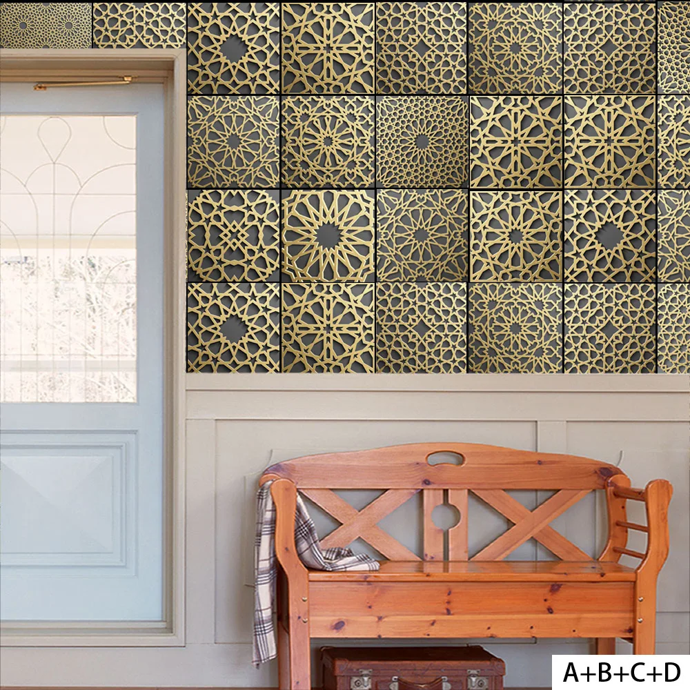 

New arrival Moroccan Style Ceramic tile stickers Living room Retro wallpaper Kitchen decorate wall sticker Wholesales