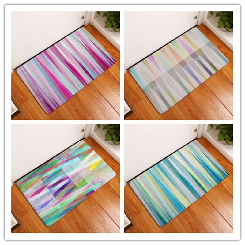 

Doormat Carpets Strip Geometry Print Mats Floor Kitchen Bathroom Rugs 40x60