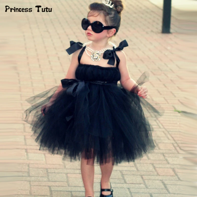 Fashion Trendy Girls Princess Tutu Dress Tulle Blue Black Girl Ball Gown Sleeveless Kids Evening Birthday Party Dresses | Детская одежда