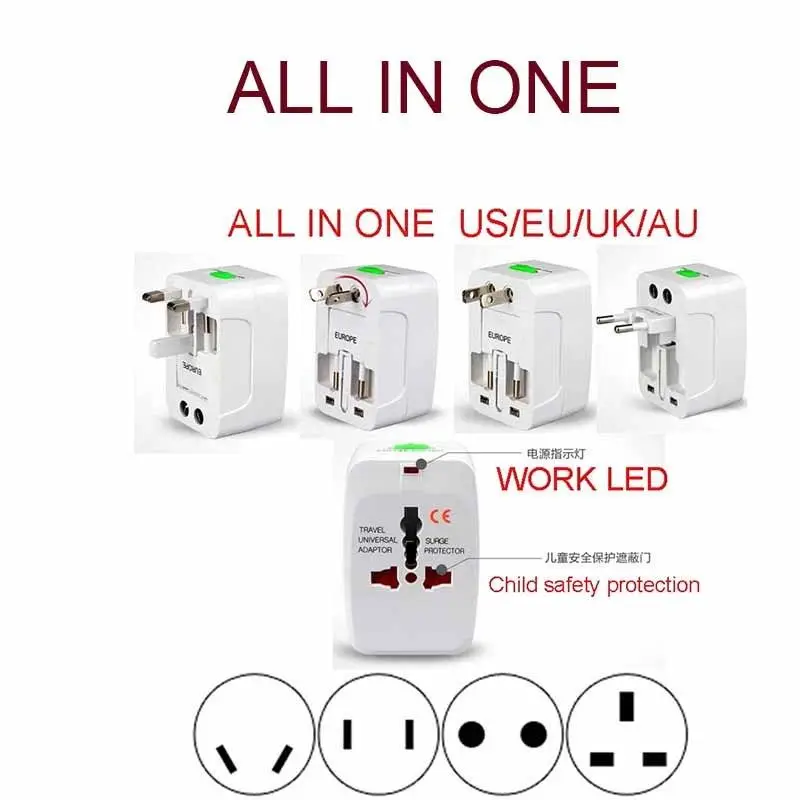 Бесплатная доставка Универсальный адаптер переменного тока для путешествий с