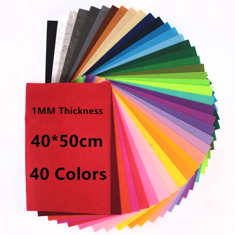 Высокое количество красочный нетканый Войлок Ткань 1 мм толщиной 40*50 см полиэстер