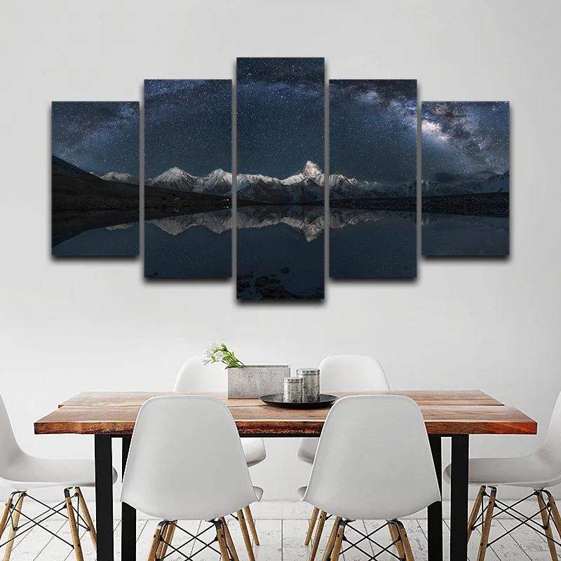 

Mountains Star Sky Spray Oil Painting Decoration Home Decor Artistic Print Drawing Canvas Framed Printed wall art picture AE1169