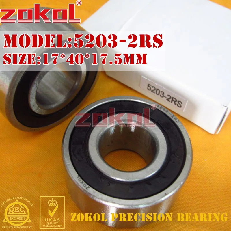 Подшипник ZOKOL 5203 2RS 3203 2RZ (3056203) осевой радиально-упорный шарикоподшипник 17*40*17 5 мм |