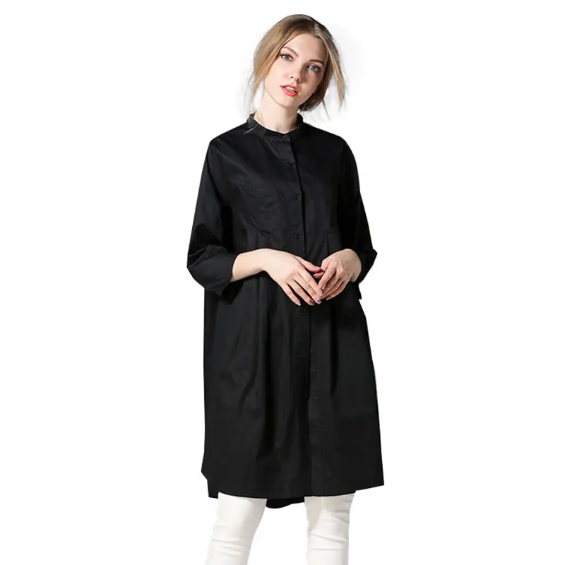 [HG] 2019 Spring Summer Korea Fashion New Women O-neck Full Sleeve Shirt Female Long Solid Color Casual Pleated Blouse DLL1304 |