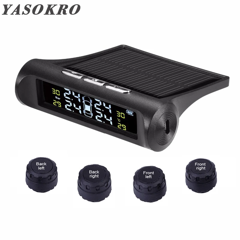 Автомобильная система контроля давления в шинах YASOKRO TPMS солнечная зарядка ЖК