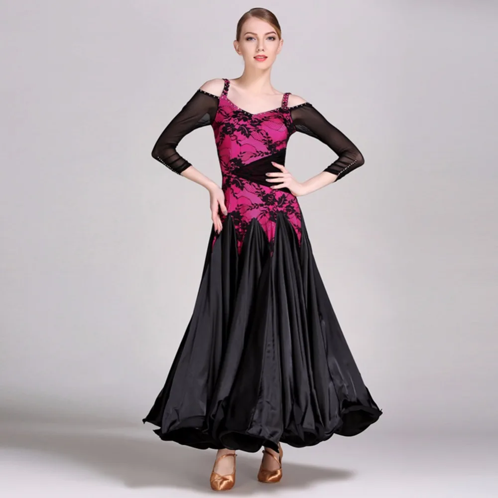 Новинка 2018 женское платье для бальных танцев зеленое/розовое Венского вальса